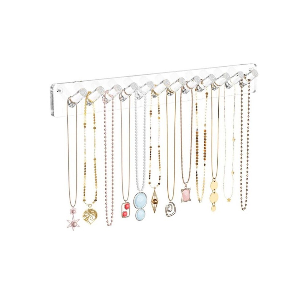 Acrylic Hanging Jewelry Rack w 12 Knobs, Necklace Holder Wall Necklace Organizer